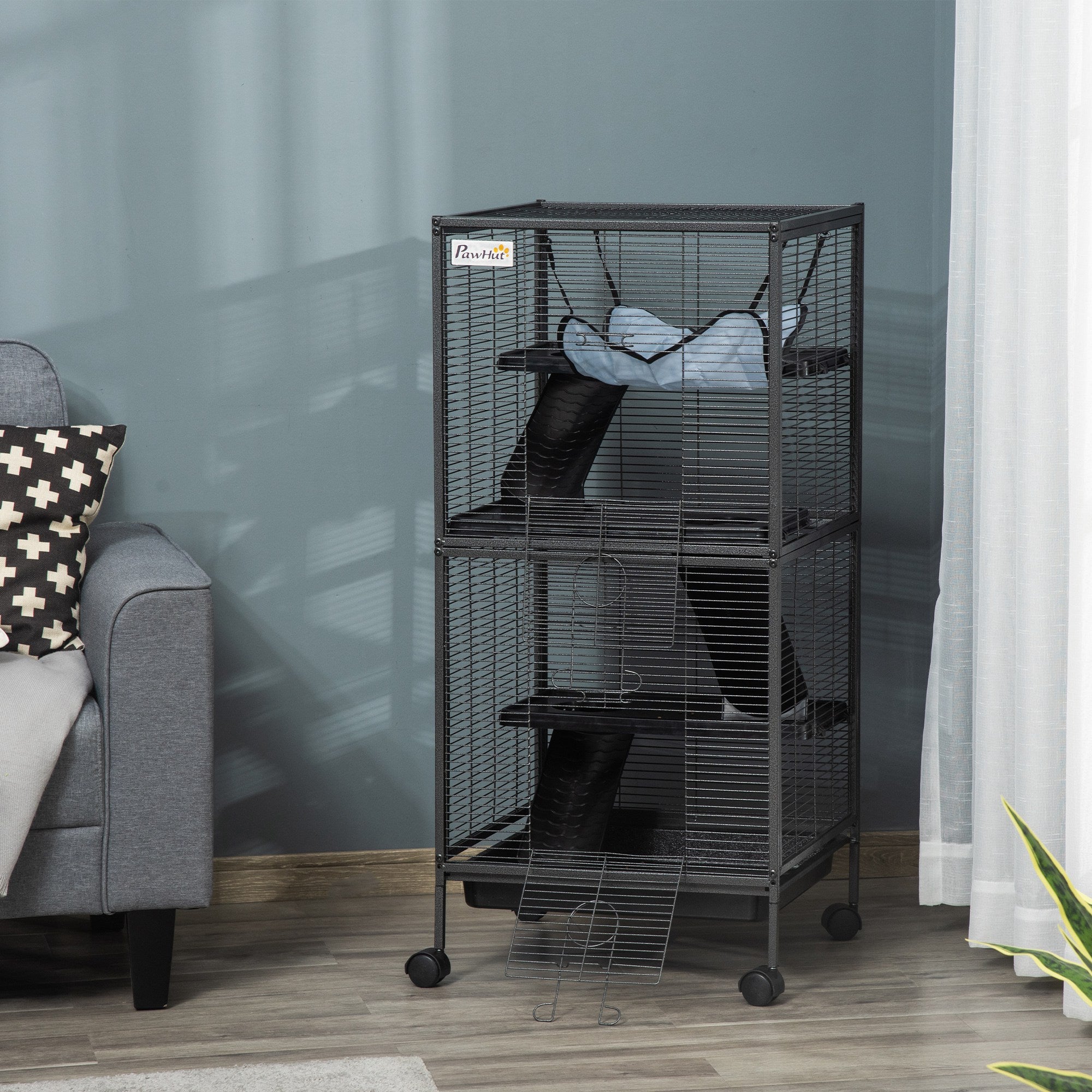 4-Tier Rolling Small Animal Cage, Deluxe Ferret Cage for Mink Chinchilla Kitten - view 7