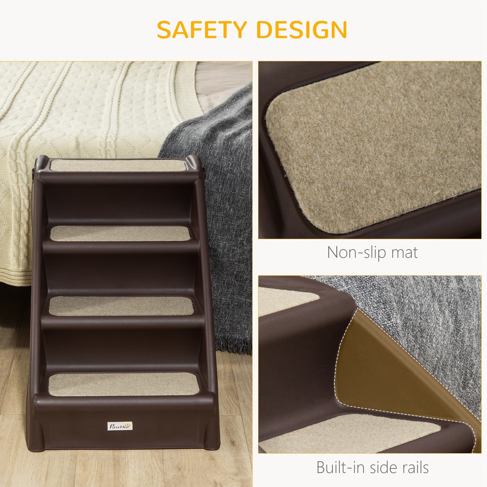4-Level Portable Pet Stairs, Foldable Dog Ramp, Lightweight Cat Steps - view 4
