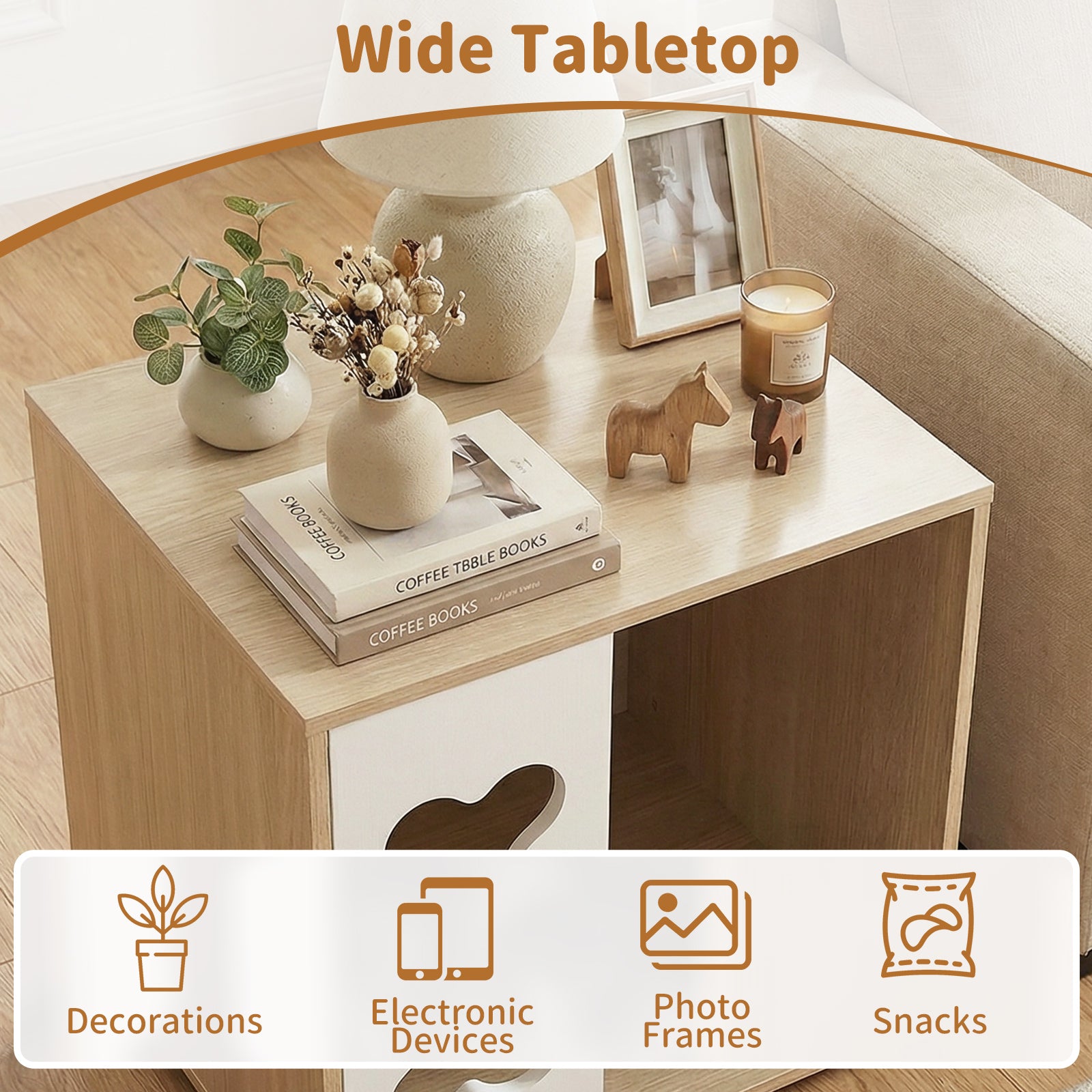Cat Bed Side Table Wooden Cat Condo with Bone-shape Window and Thick Metal Legs - view 8