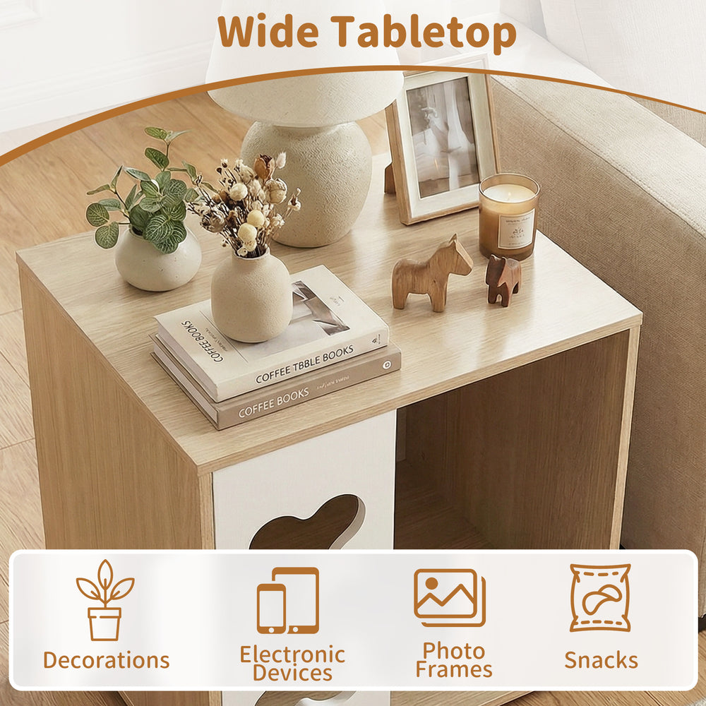 Cat Bed Side Table Wooden Cat Condo with Bone-shape Window and Thick Metal Legs - view 8