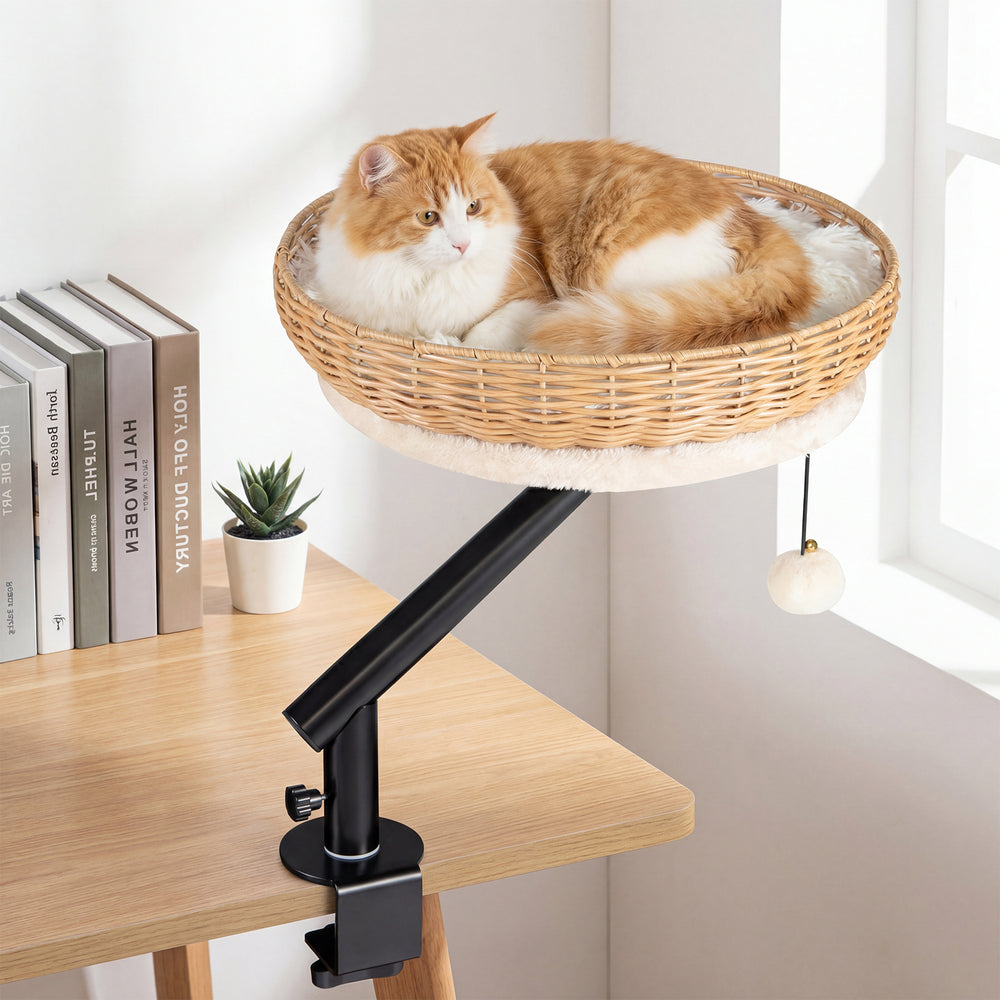 Cat Desk Bed with Removable Padded Cushion for Indoor Cats Cat House - view 2