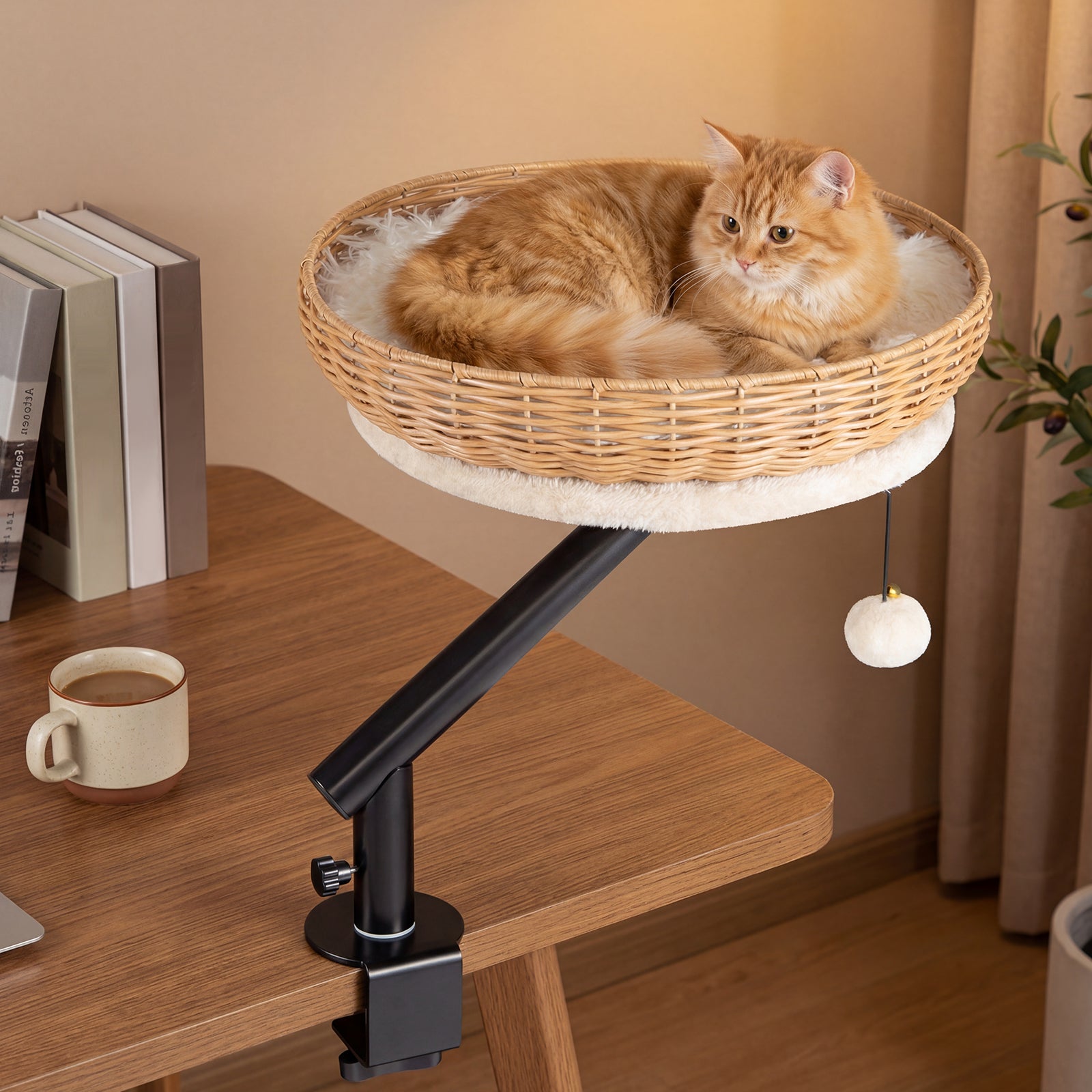 Cat Desk Bed with Removable Padded Cushion for Indoor Cats Cat House - view 3