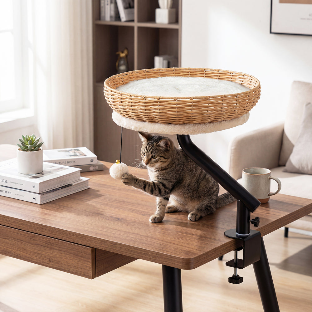 Cat Desk Bed with Removable Padded Cushion for Indoor Cats Cat House - view 5