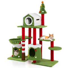 Cat Furniture Set with 58 Inch Tall Cat Tree Tower and 2 Gift Box Shaped Cute