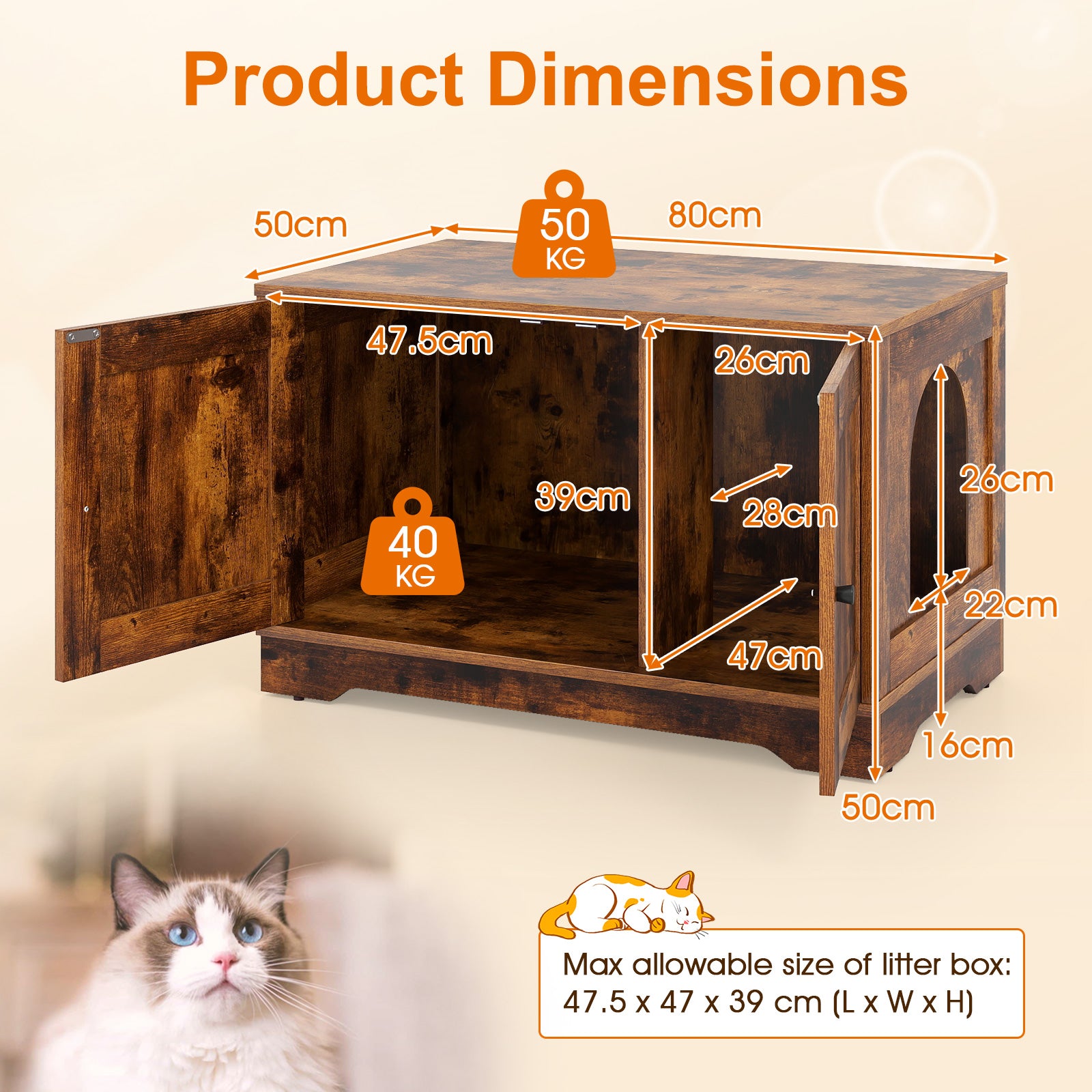 Cat Litter Box Enclosure Furniture Indoor Wooden Cat House End Side Table - view 7