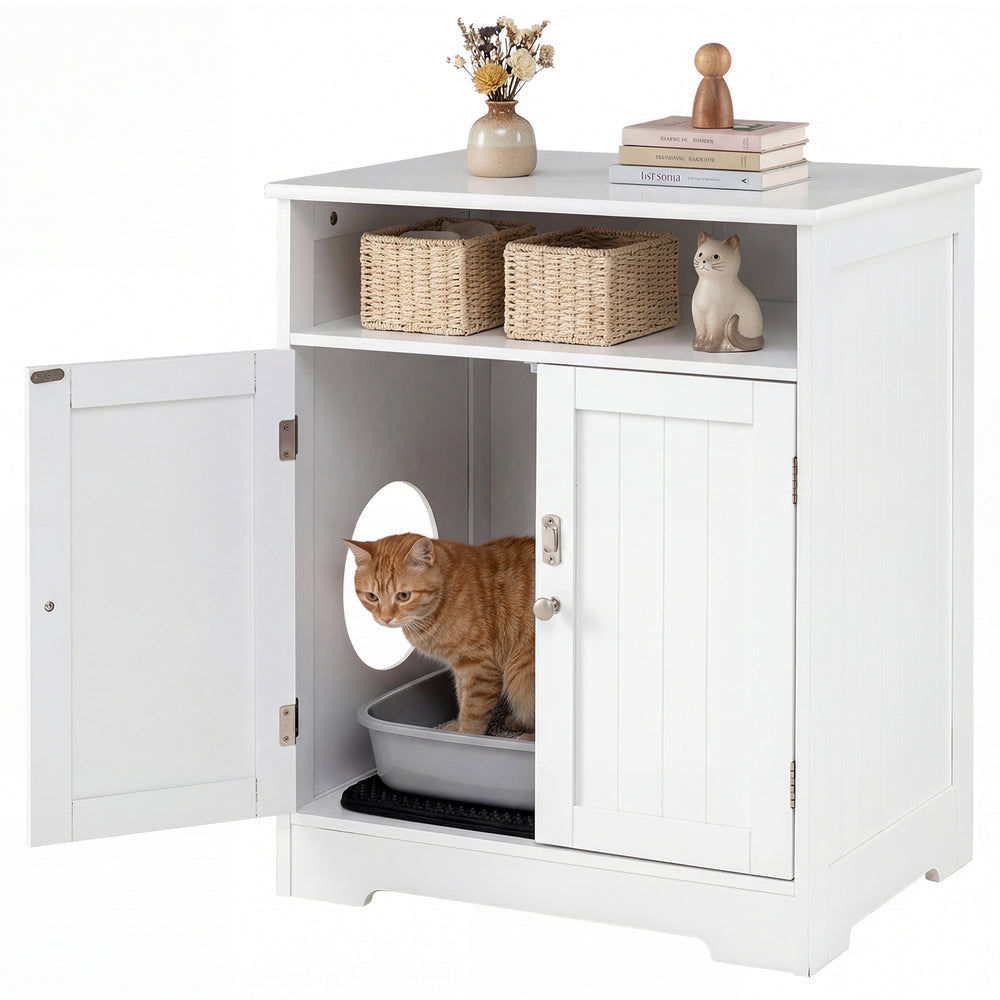 Cat Litter Box Enclosure Wooden Hidden Pet Washroom Furniture Cat House