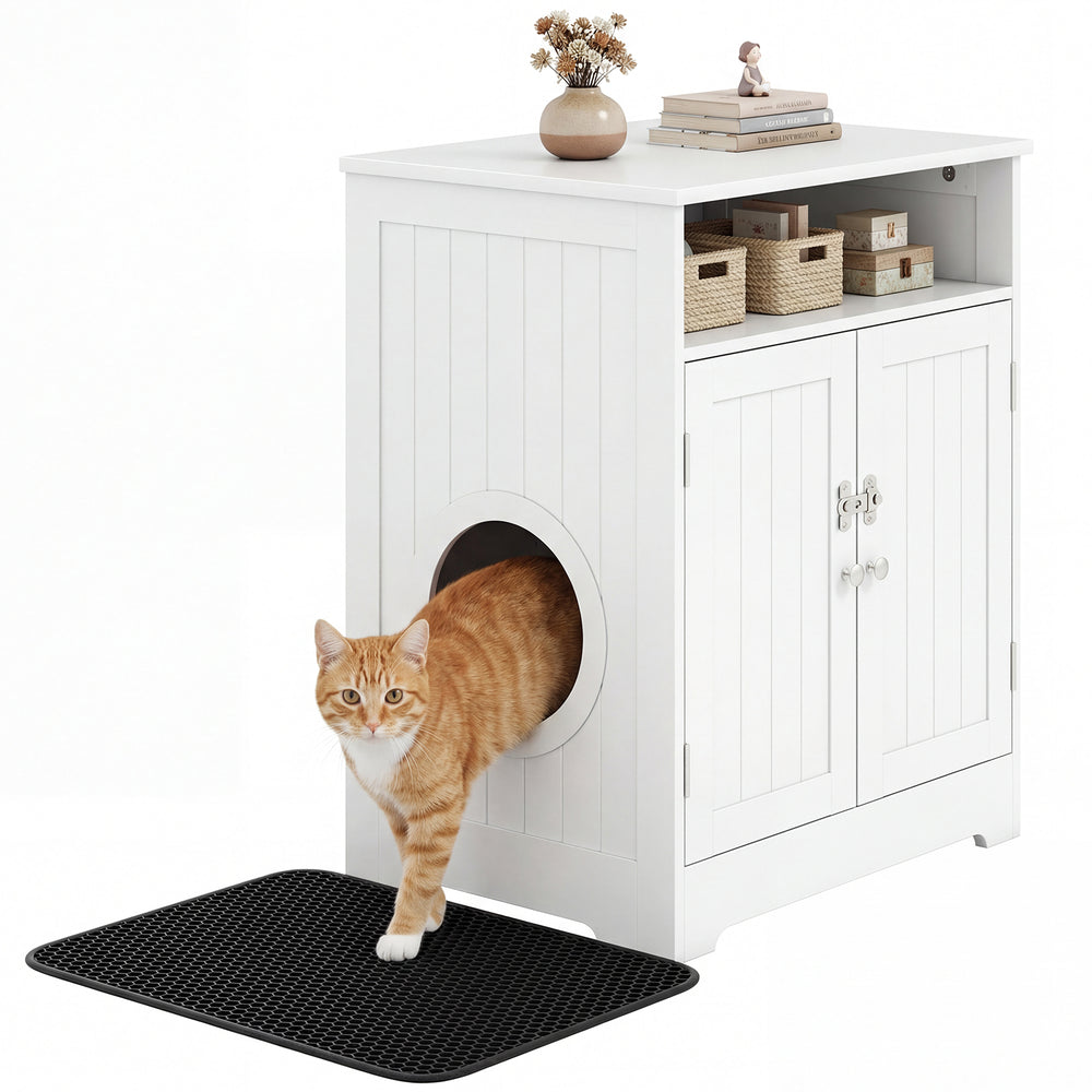 Cat Litter Box Enclosure Wooden Hidden Pet Washroom Furniture Cat House - view 4