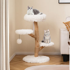 Cat Tree Solid Pear Wood with Perch and Natural Jute Scratching Posts - view 2