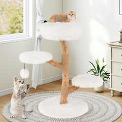 Cat Tree Solid Pear Wood with Perch and Natural Jute Scratching Posts - view 3