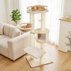 Cat Tree for Indoor Kittens with Top Perch Condo Space and 3 Hanging Feather - view 2