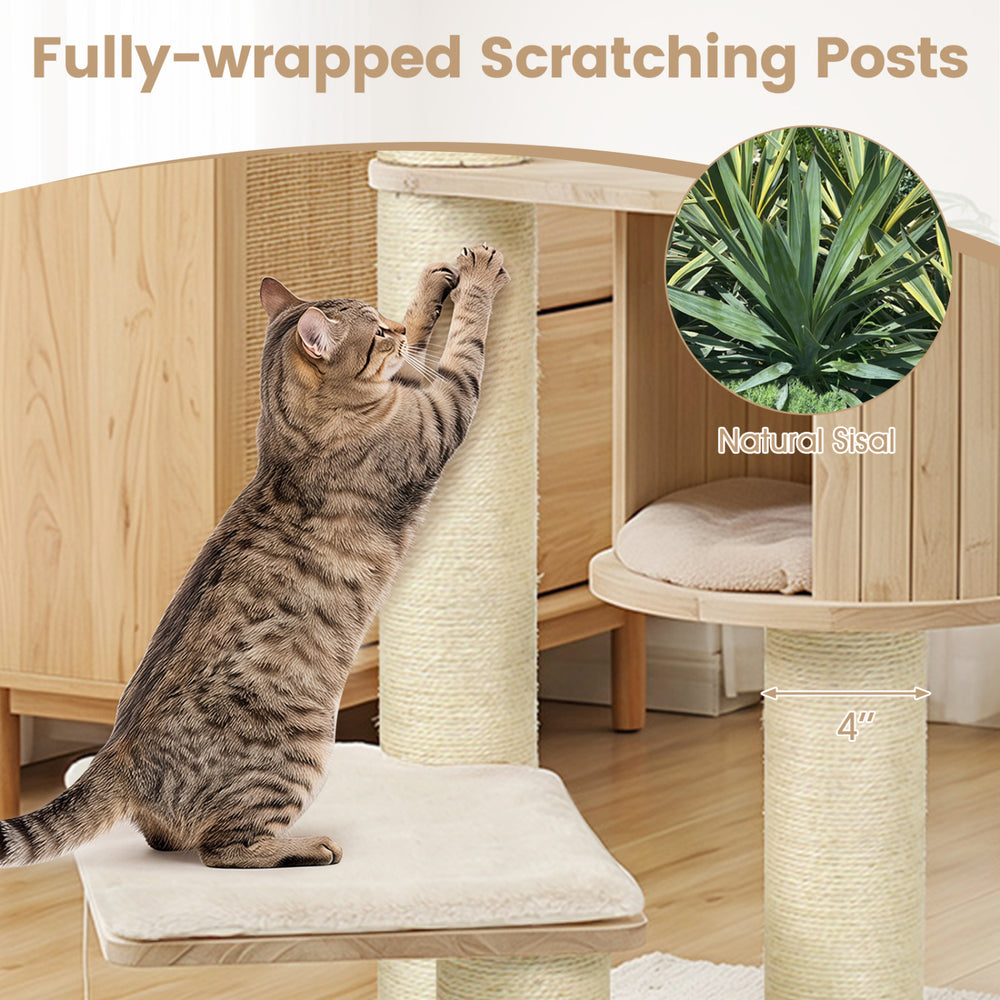 Cat Tree for Indoor Kittens with Top Perch Condo Space and 3 Hanging Feather - view 6