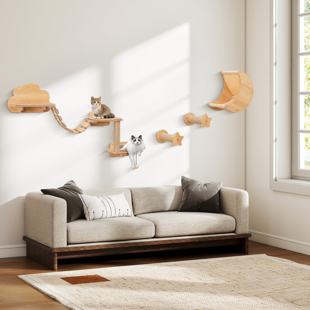 Cat Wall Furniture Set Kitten Wall Mounted Shelves with Hammock Cat Tree - view 2