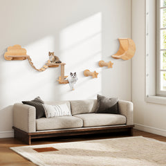 Cat Wall Furniture Set Kitten Wall Mounted Shelves with Hammock Cat Tree - view 2