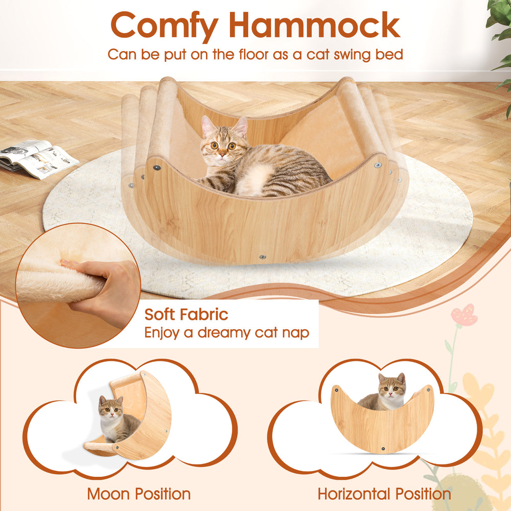 Cat Wall Furniture Set Kitten Wall Mounted Shelves with Hammock Cat Tree - view 6