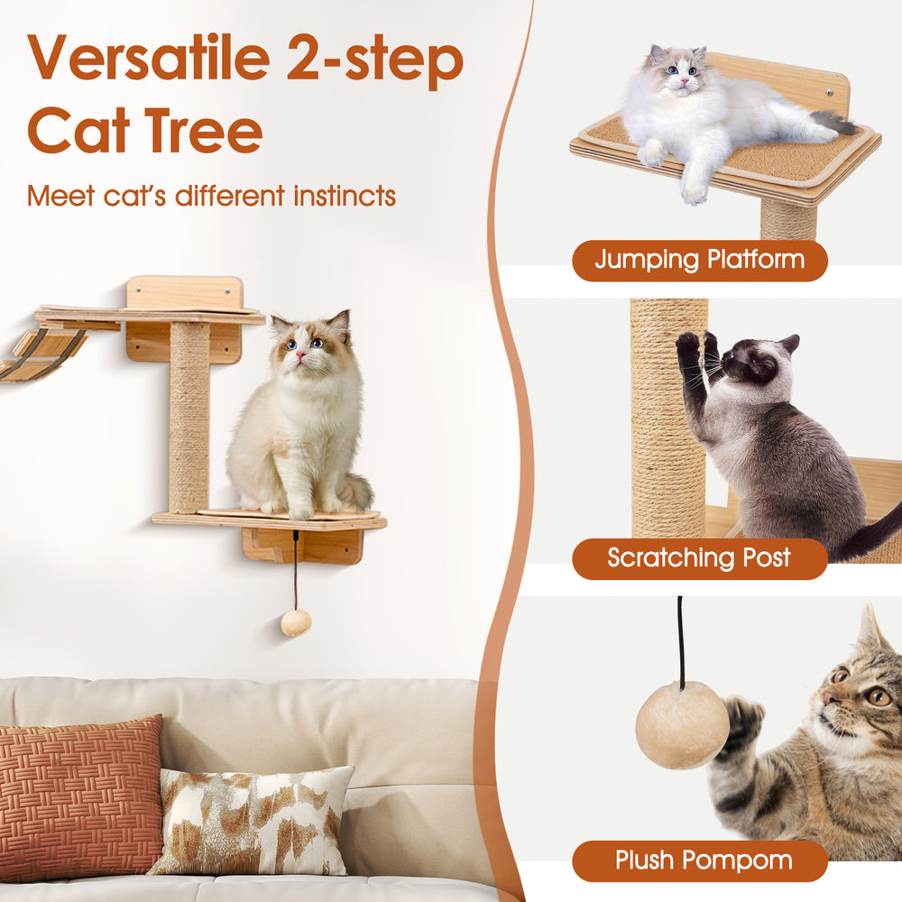 Cat Wall Furniture Set Kitten Wall Mounted Shelves with Hammock Cat Tree - view 7