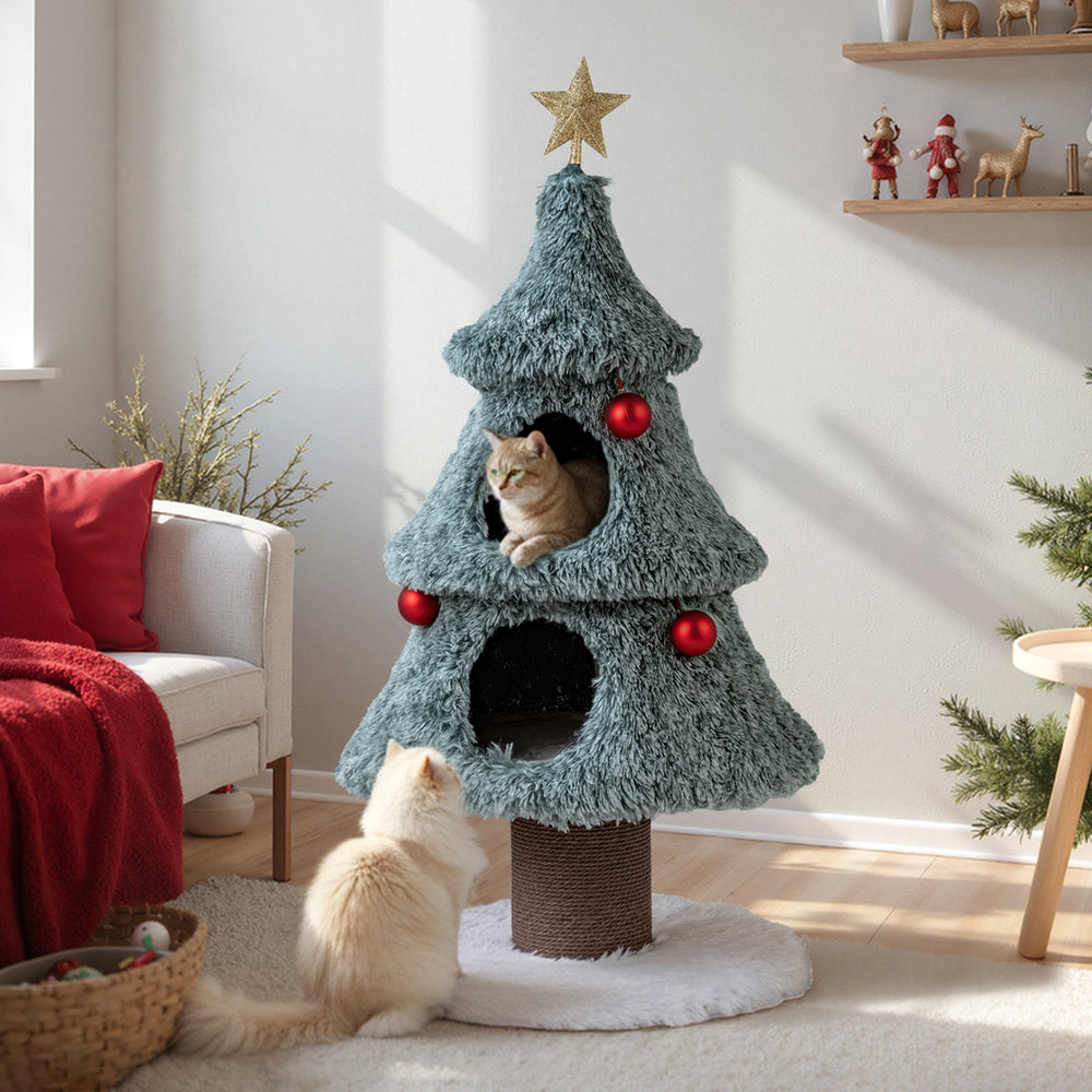 Christmas Cat Tree for Indoor Cats 48.5 inch Cute Cat Tower with 2 Large Condos - view 5