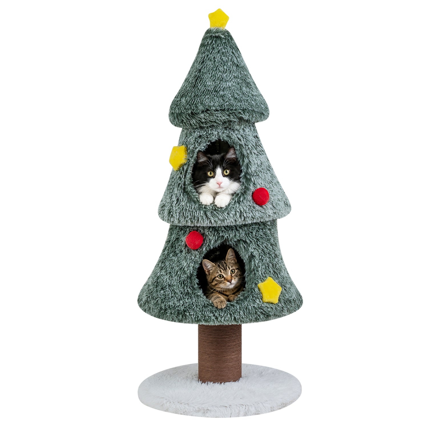 Christmas Cat Tree with 2 Condos Scratching Post and Decorative Stars