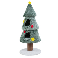 Christmas Cat Tree with 2 Condos Scratching Post and Decorative Stars - view 4