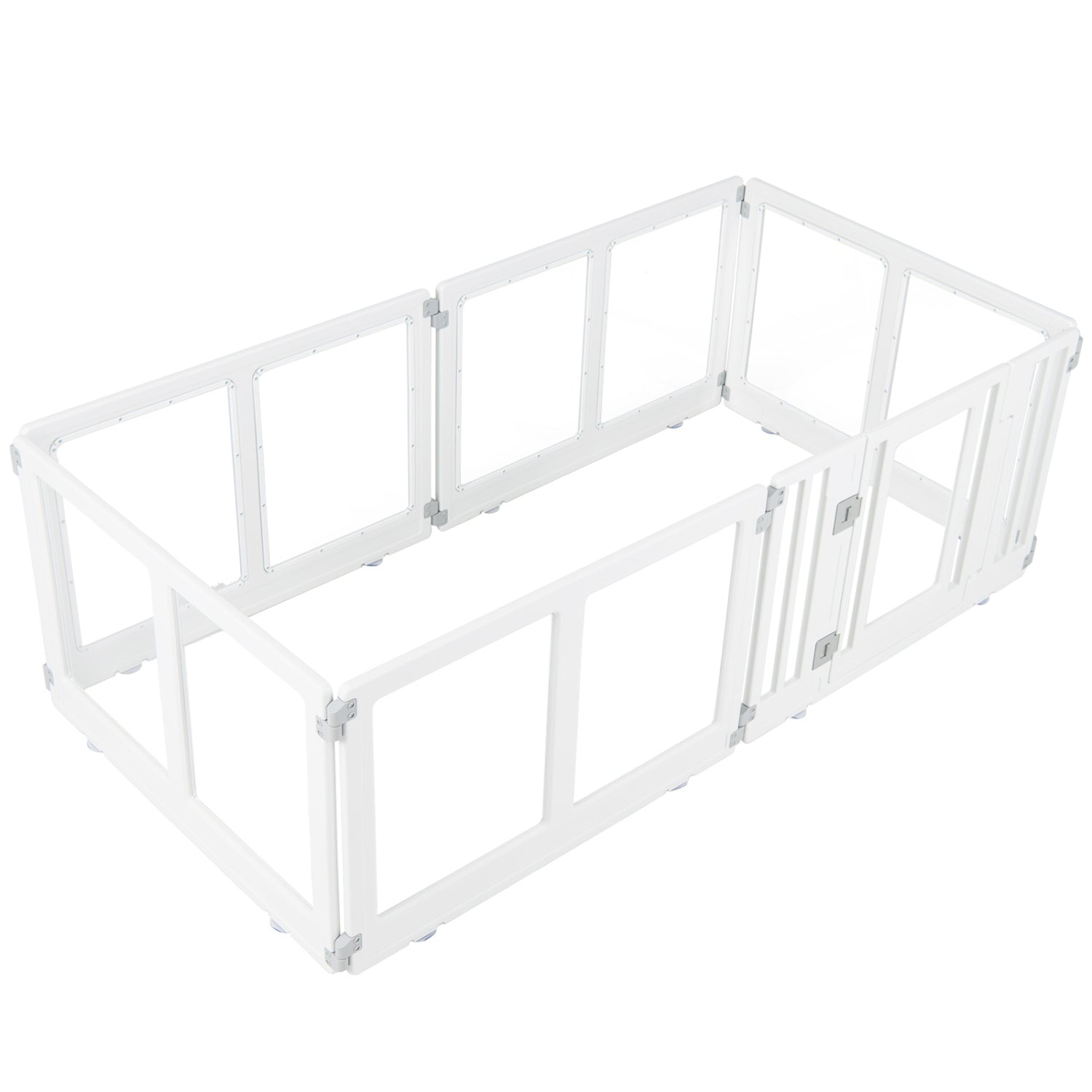 Clear Plastic Dog Playpen with Secure Locking Door-6 Panel Pet Gate