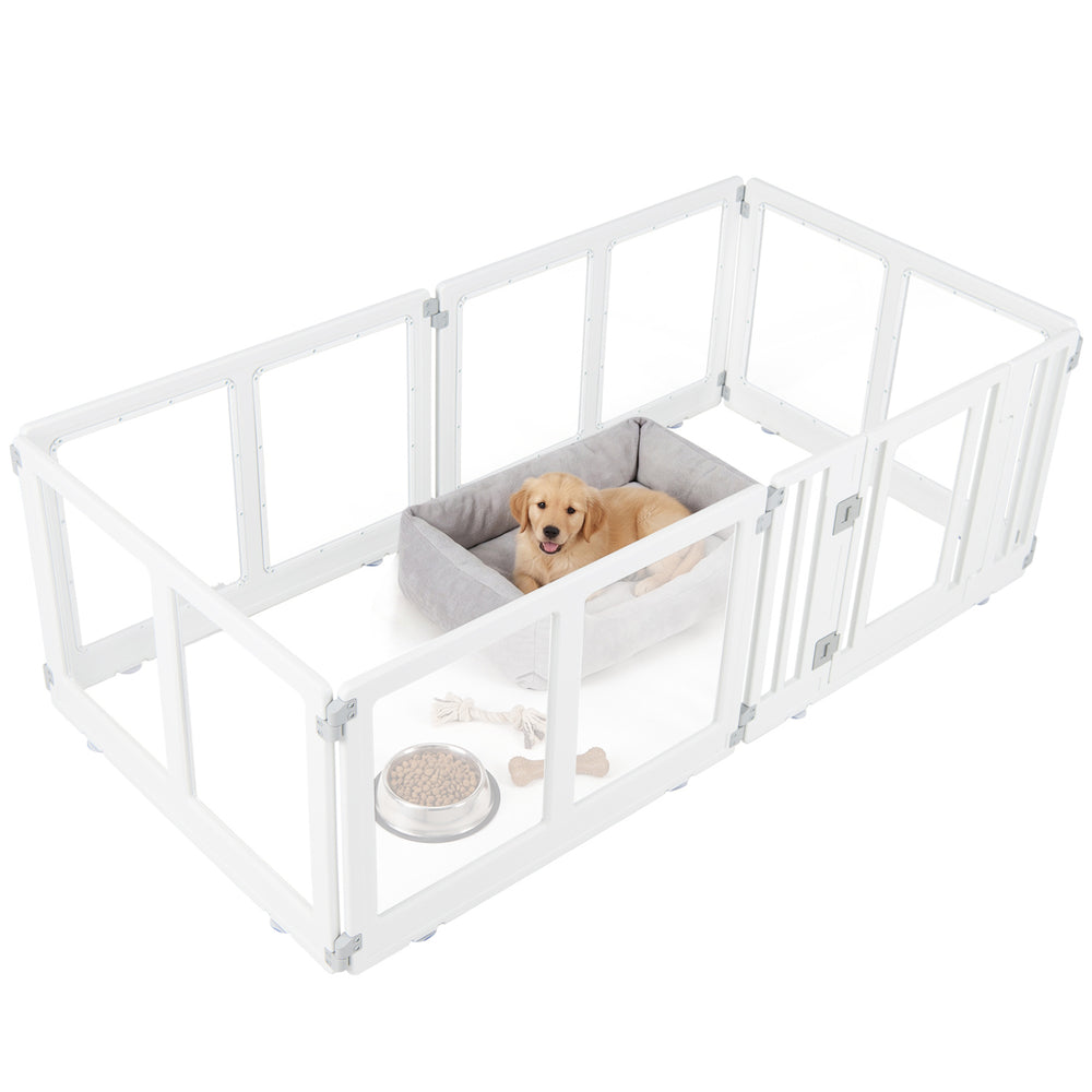 Clear Plastic Dog Playpen with Secure Locking Door-6 Panel Pet Gate - view 4