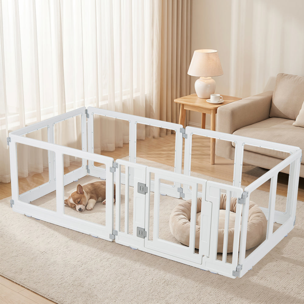 Clear Plastic Dog Playpen with Secure Locking Door-6 Panel Pet Gate - view 2