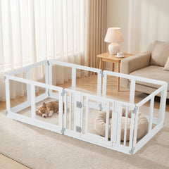 Clear Plastic Dog Playpen with Secure Locking Door-6 Panel Pet Gate - view 2
