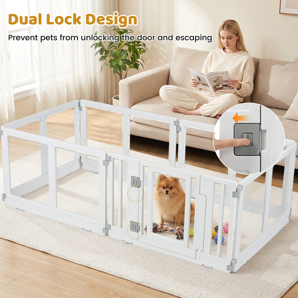 Clear Plastic Dog Playpen with Secure Locking Door-6 Panel Pet Gate - view 7