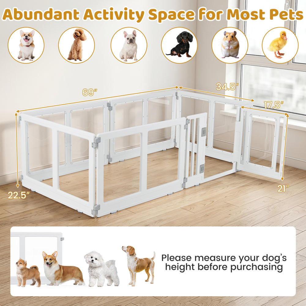 Clear Plastic Dog Playpen with Secure Locking Door-6 Panel Pet Gate - view 5