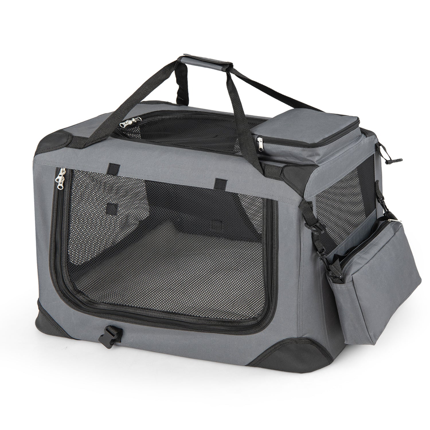 Collapsible Soft Dog Crate Travel Crate with Mesh Windows and 3 Doors Dog Kennel