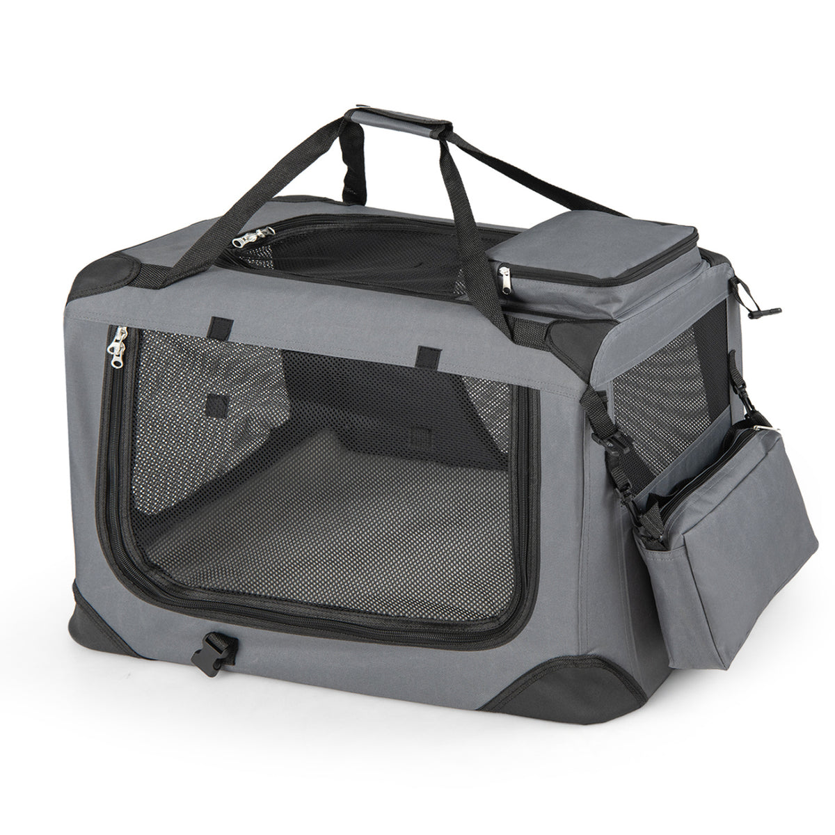 Collapsible Soft Dog Crate Travel Crate with Mesh Windows and 3 Doors Dog Kennel