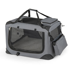 Collapsible Soft Dog Crate Travel Crate with Mesh Windows and 3 Doors Dog Kennel