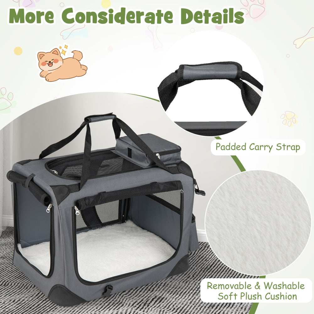 Collapsible Soft Dog Crate Travel Crate with Mesh Windows and 3 Doors Dog Kennel - view 8
