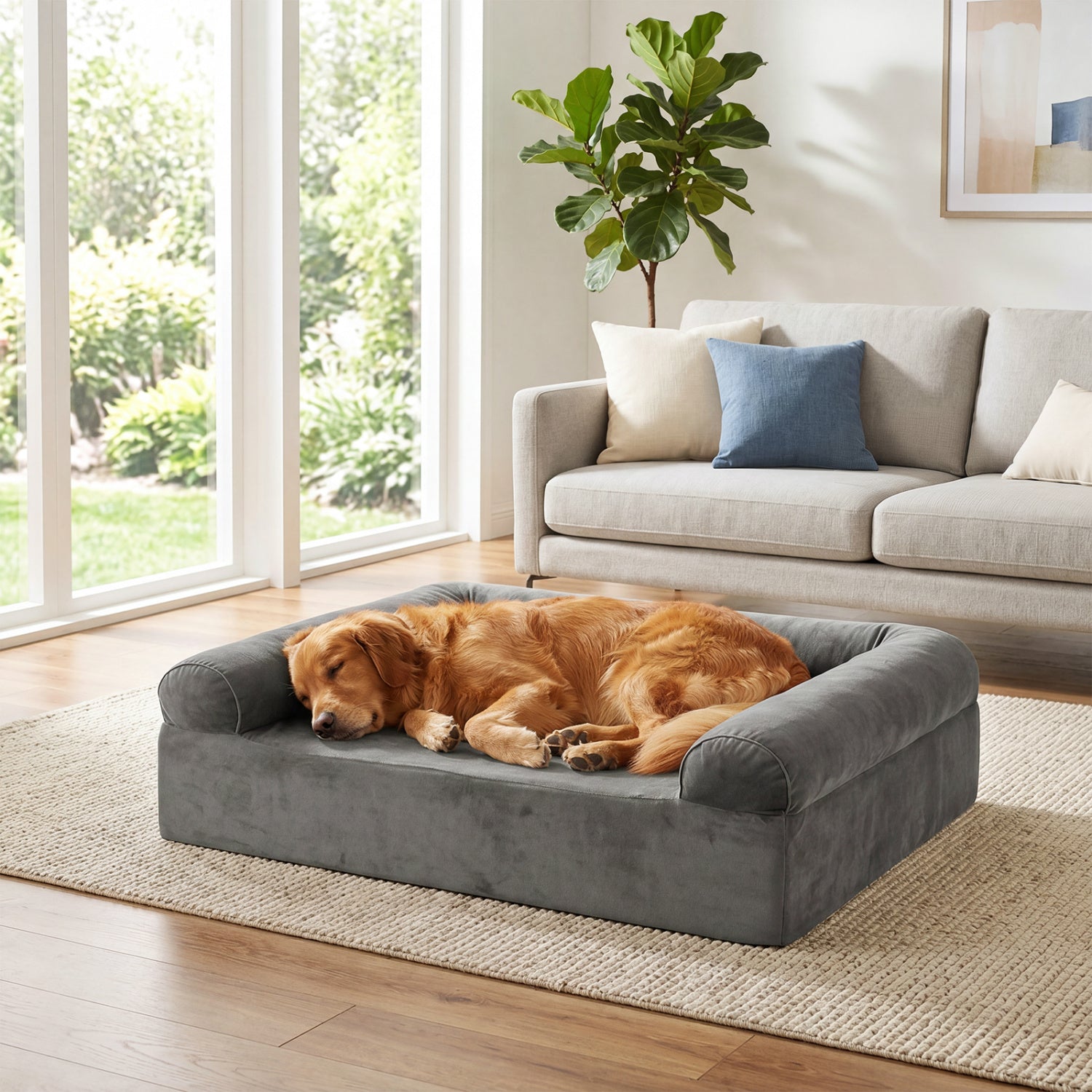 Cooling Gel Memory Foam Dog Bed for Medium Dogs with Washable Cover - view 2