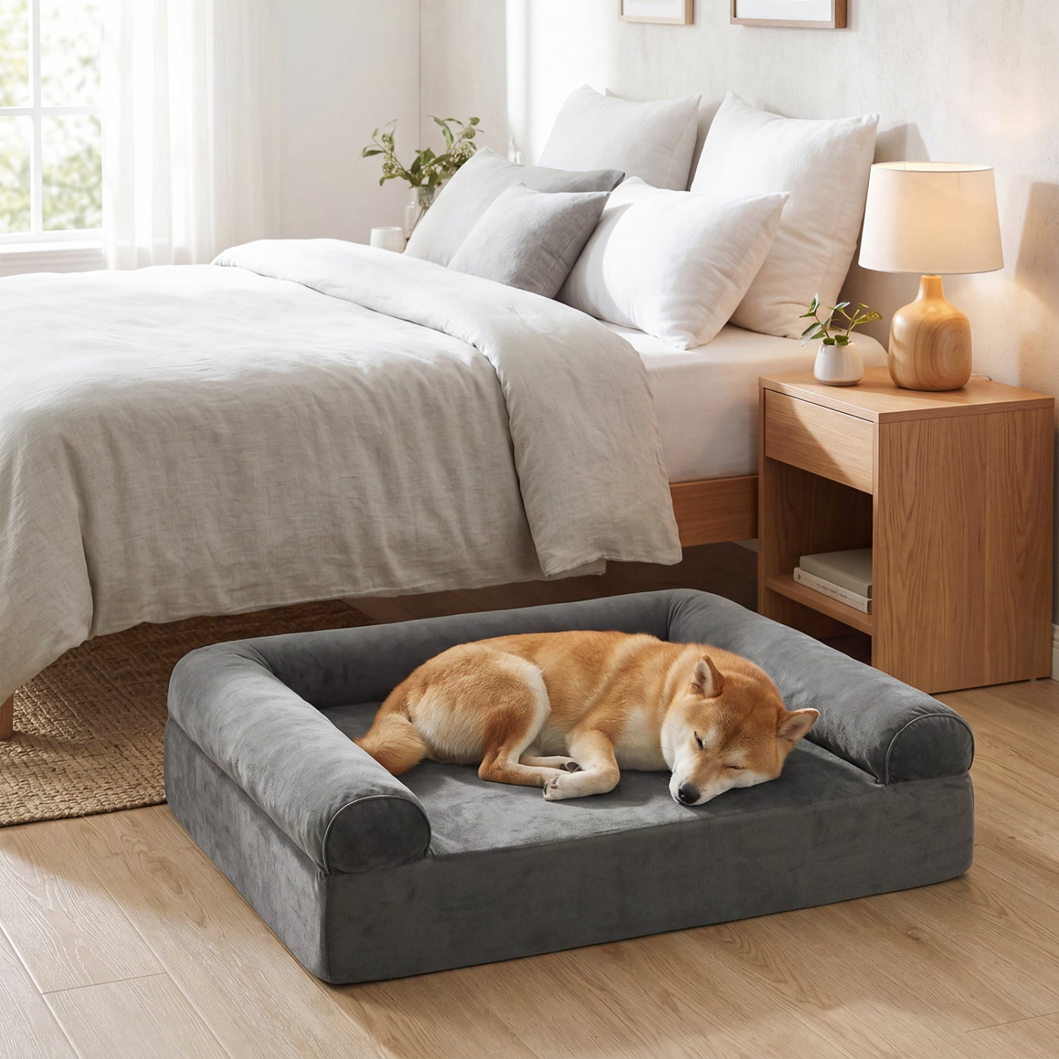 Cooling Gel Memory Foam Dog Bed for Medium Dogs with Washable Cover - view 3