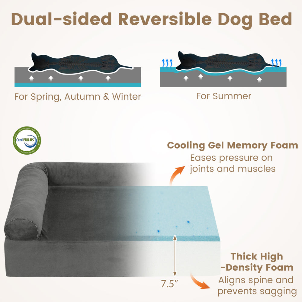 Cooling Gel Memory Foam Dog Bed for Medium Dogs with Washable Cover - view 7