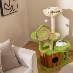 Cute Cat Tree for Adult Cats Multi-level Kitty Tower with Trunk Condo - view 4