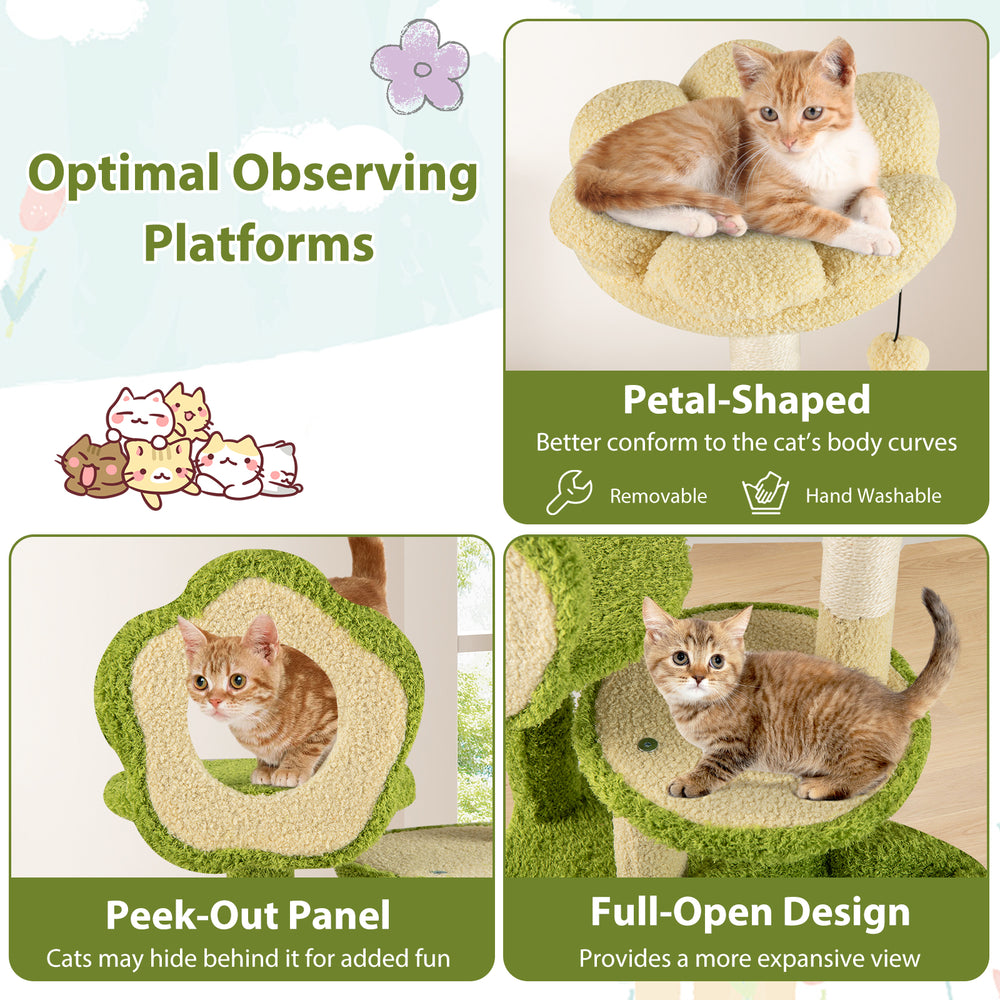 Cute Cat Tree for Adult Cats Multi-level Kitty Tower with Trunk Condo - view 5