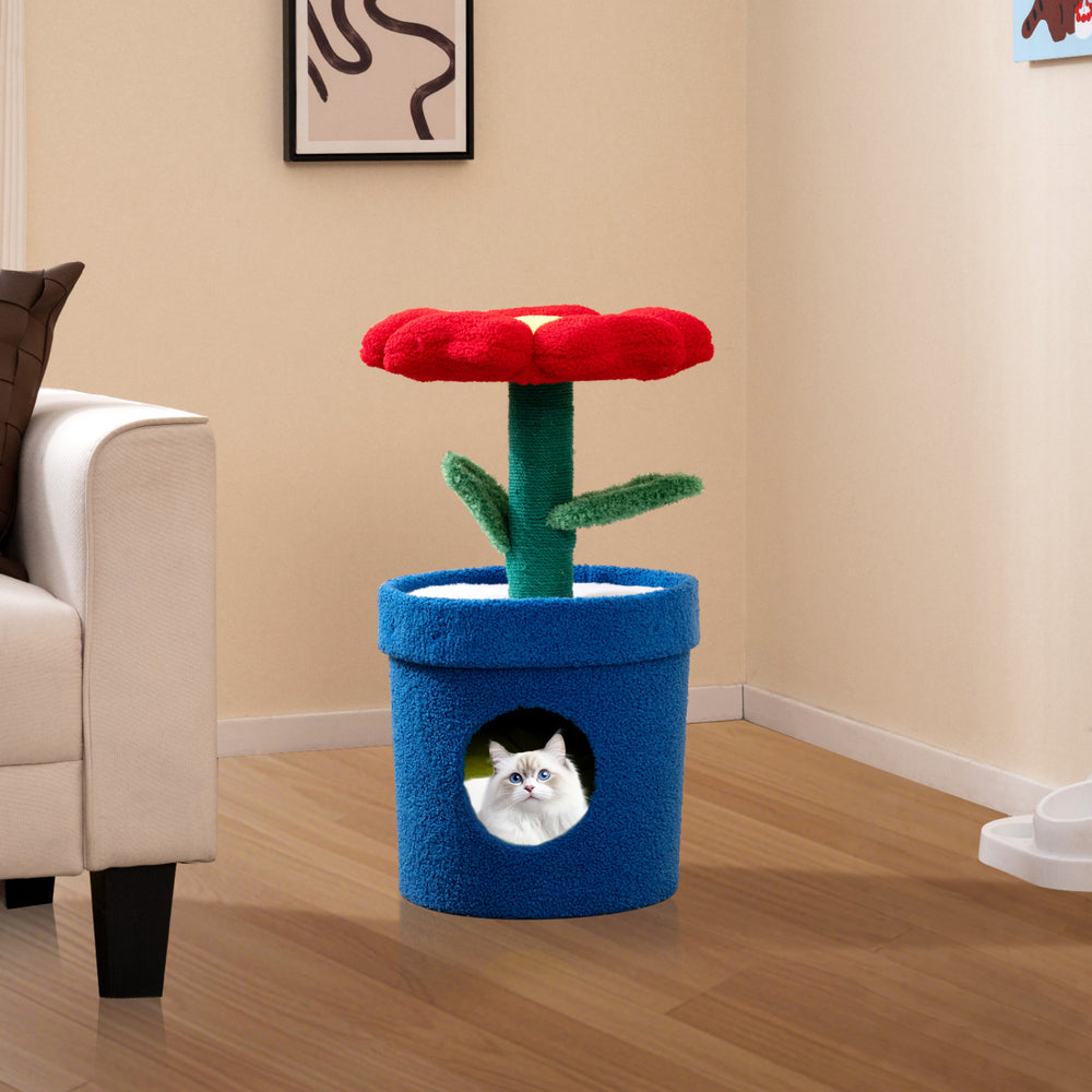 Cute Cat Tree with Flower Padded Perch for Indoor Cats - view 2