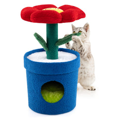 Cute Cat Tree with Flower Padded Perch for Indoor Cats