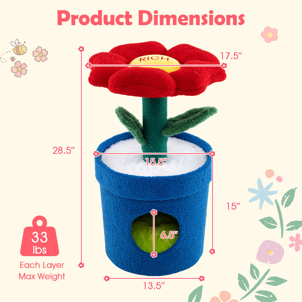 Cute Cat Tree with Flower Padded Perch for Indoor Cats - view 4