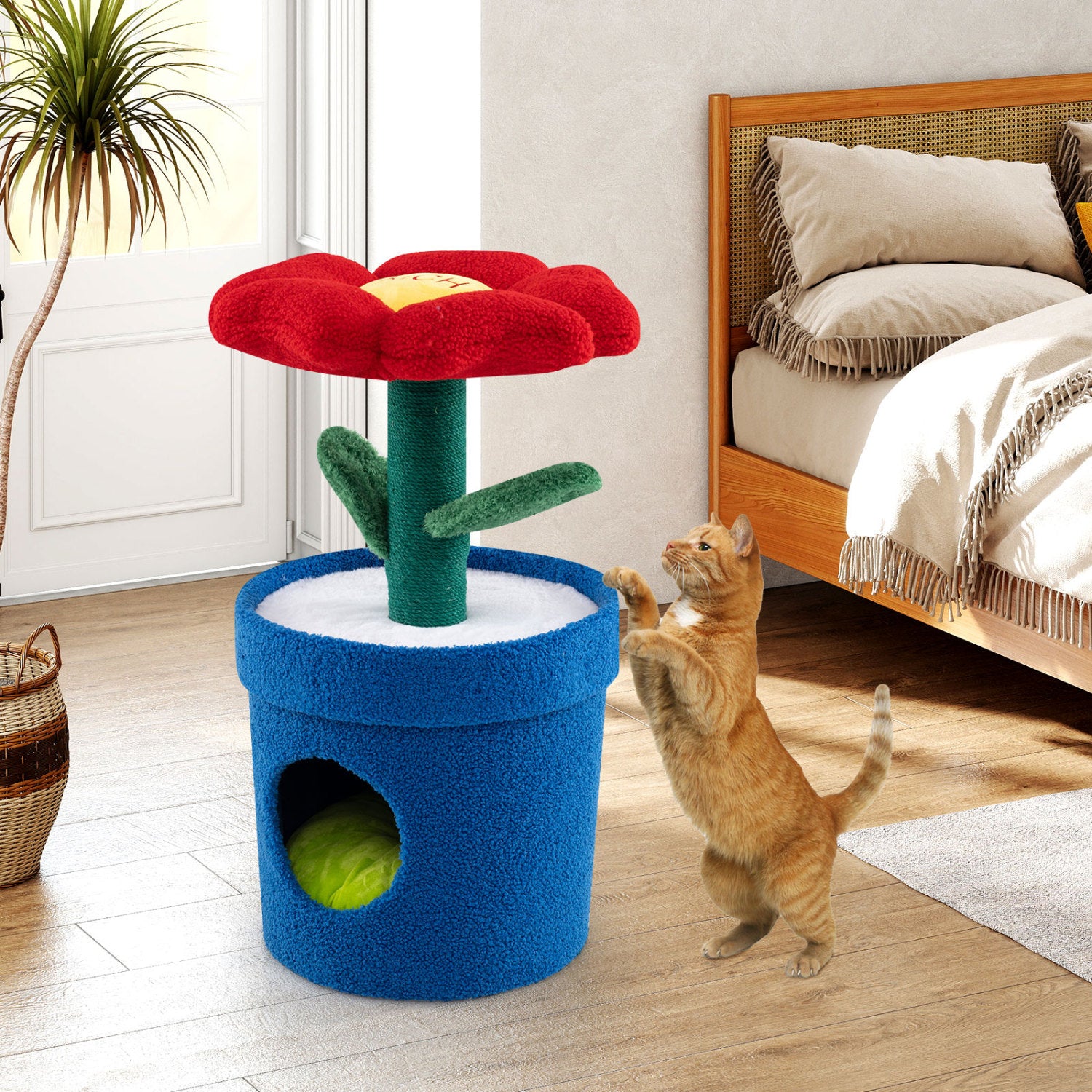 Cute Cat Tree with Flower Padded Perch for Indoor Cats - view 5