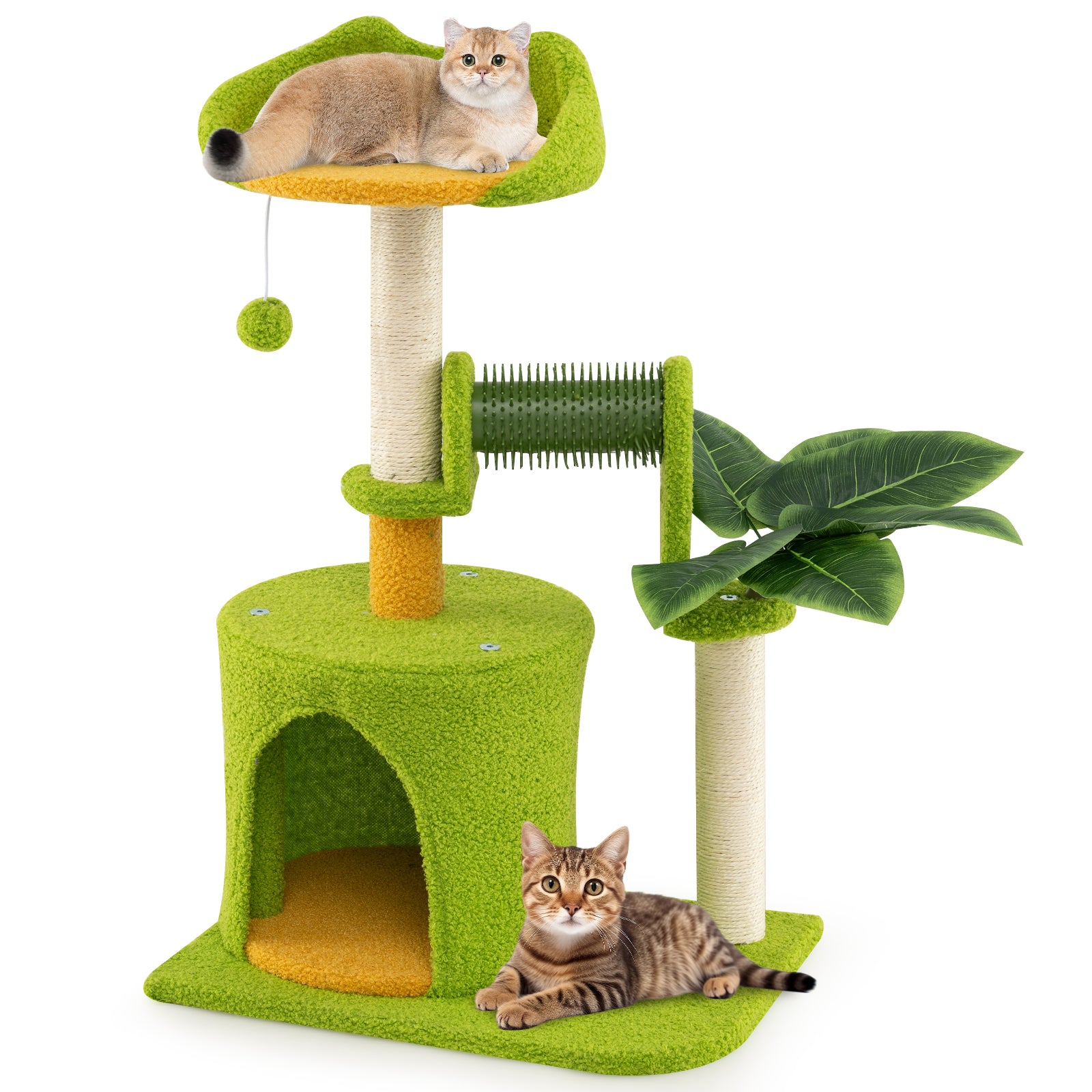 Cute Palm Cat Tree for Indoor Cats with Artificial Leaves