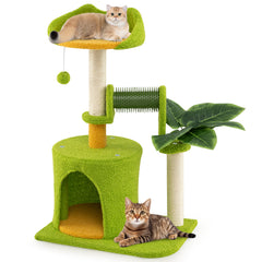 Cute Palm Cat Tree for Indoor Cats with Artificial Leaves