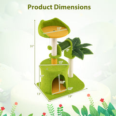 Cute Palm Cat Tree for Indoor Cats with Artificial Leaves - view 3