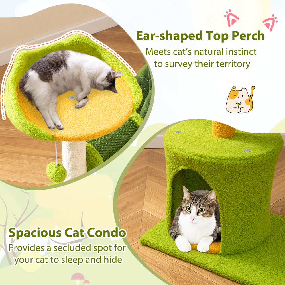 Cute Palm Cat Tree for Indoor Cats with Artificial Leaves - view 5