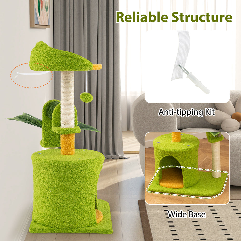 Cute Palm Cat Tree for Indoor Cats with Artificial Leaves - view 7