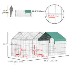 Pet Playpen with Roof, Metal Guinea Pig Cage, Rabbit Pen, Chicken Coop Run - view 2