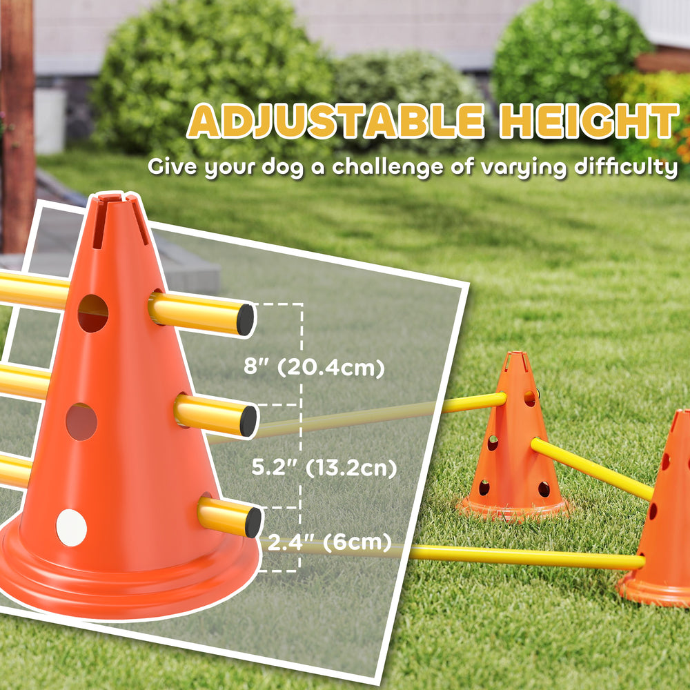 Dog Agility Hurdle Cone Set, Adjustable Obstacle Course Equipment with 6 Cones - view 5