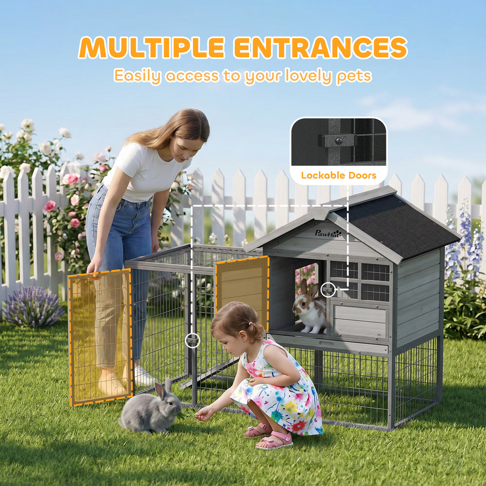 Rabbit Hutch Outdoor, 48"L Large Wooden Bunny Cage with Run - view 5