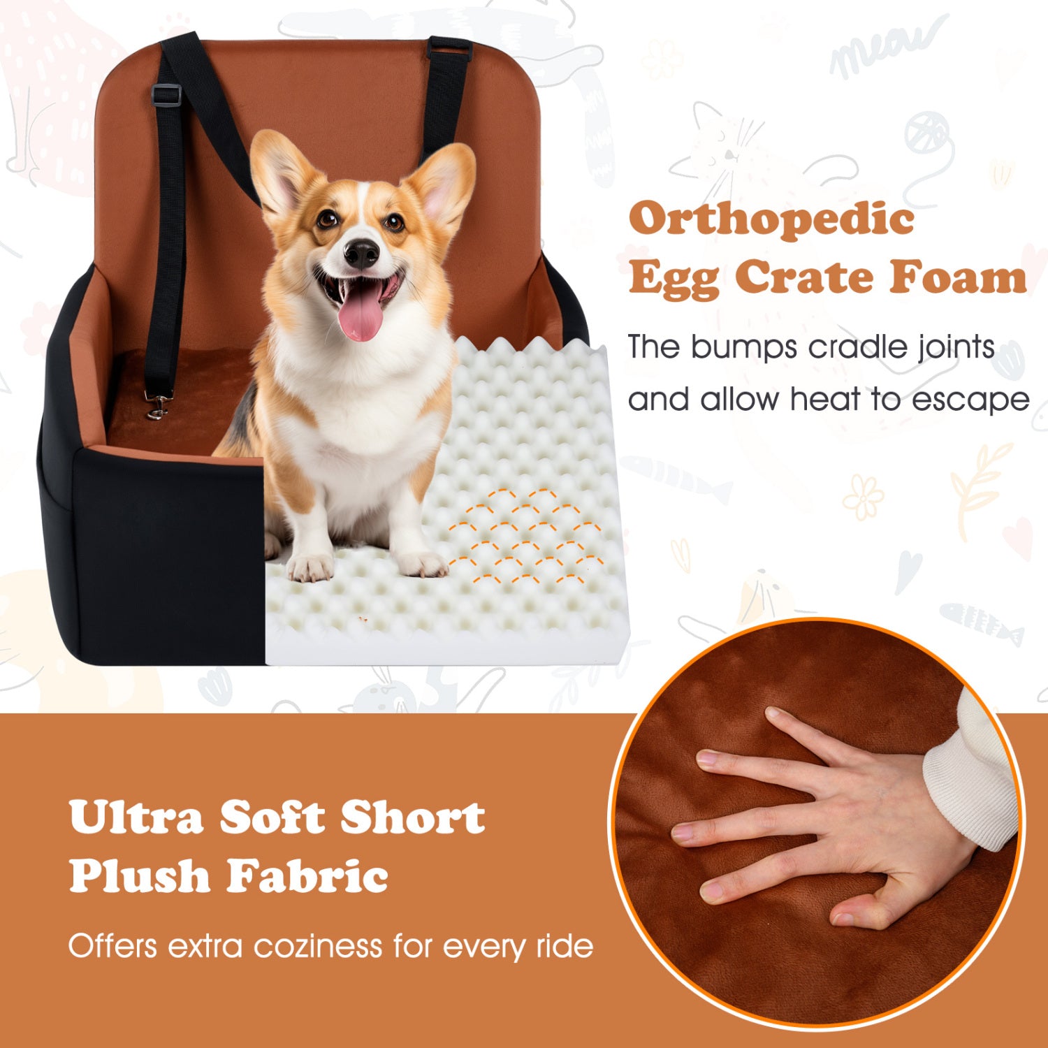 Detachable Dog Booster Car Seat Fits Front and Back Seat Pet Supplies - view 7